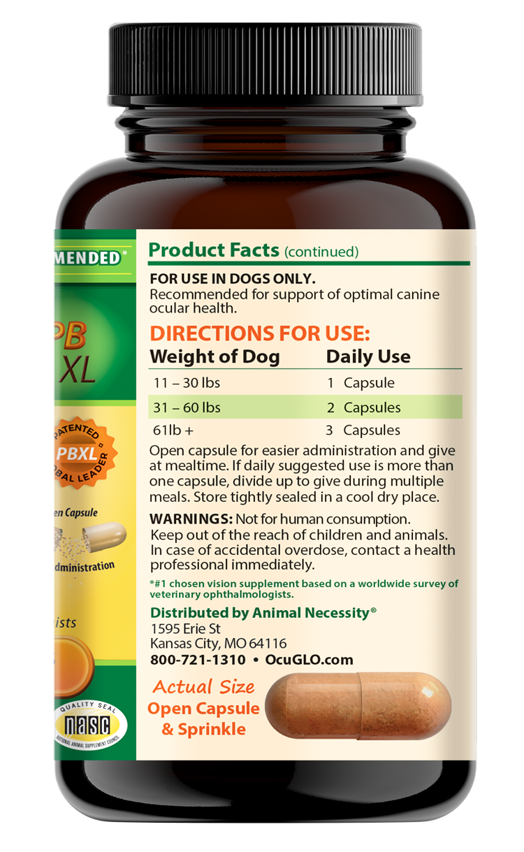 Ocu-GLO® Powder Blend XL (90ct) Bottle for Medium to Large Dogs
