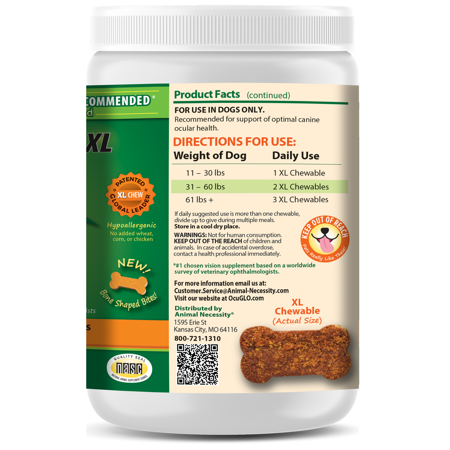 Ocu-GLO® Chewables XL (30ct) Canister for Medium to Large Dogs