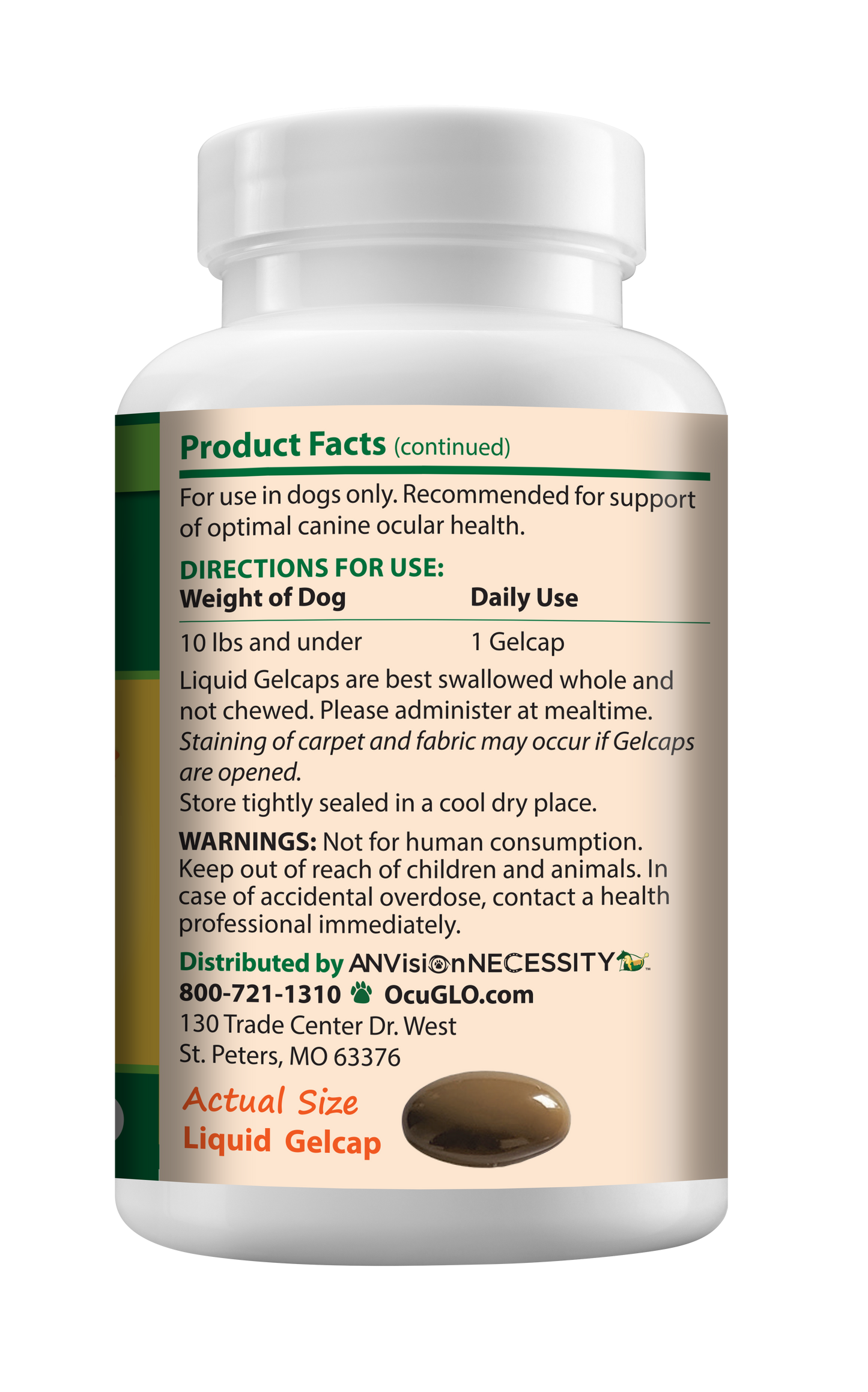 Ocu-GLO® Gelcaps (90ct) Bottle for Small Dogs