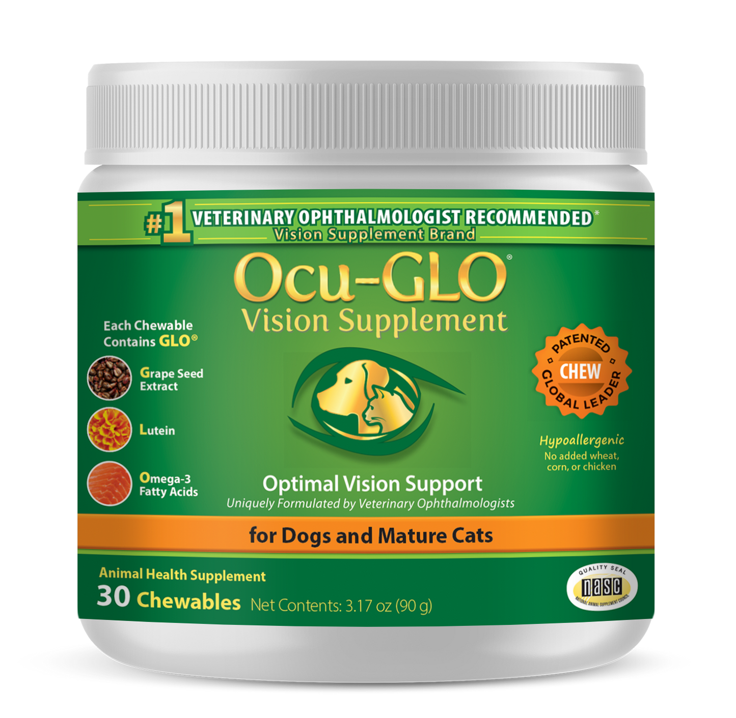 Ocu-GLO® Chewables (30ct) Canister for Dogs & Cats