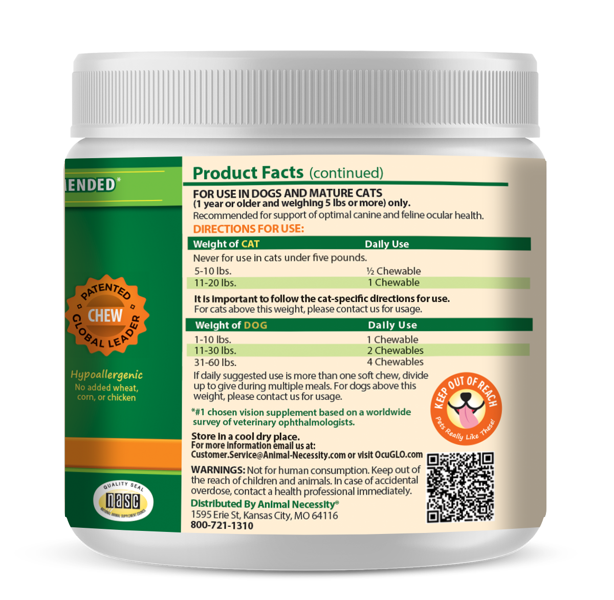 Ocu-GLO® Chewables (30ct) Canister for Dogs & Cats