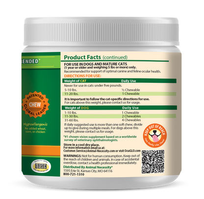 Ocu-GLO® Chewables (30ct) Canister for Dogs & Cats