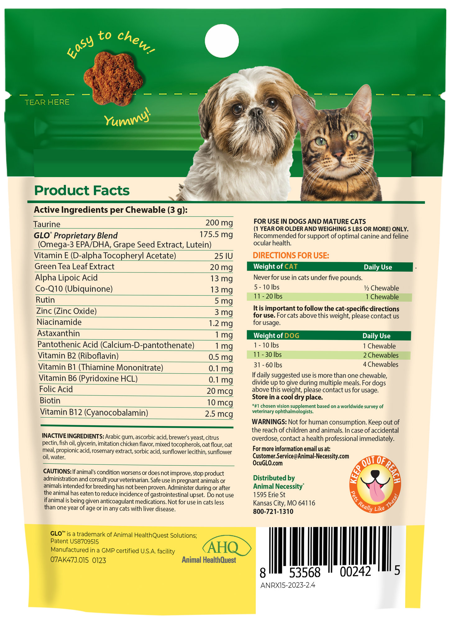 Ocu-GLO® Chewables (15ct) Bag for Dogs & Cats